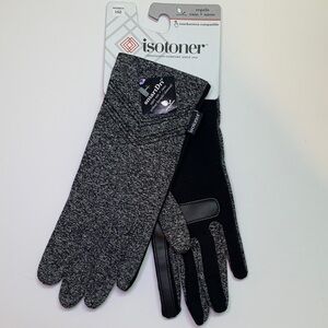 Isotoner Women's Black and Gray Gloves